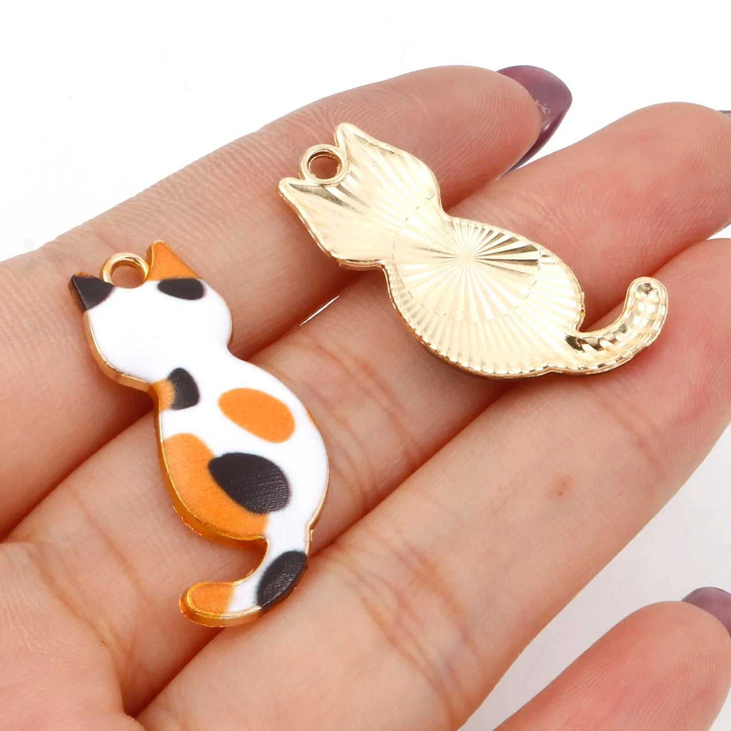 10PCs Cute Enamel Charms Pendants Gold Color Multicolor Cat Animal Charms DIY Necklace Bracelets Jewelry Making 3cm x 1.6cm The jack market .AU The jack market .AU Jewellery & Chains $ 47 200001033:361187#6