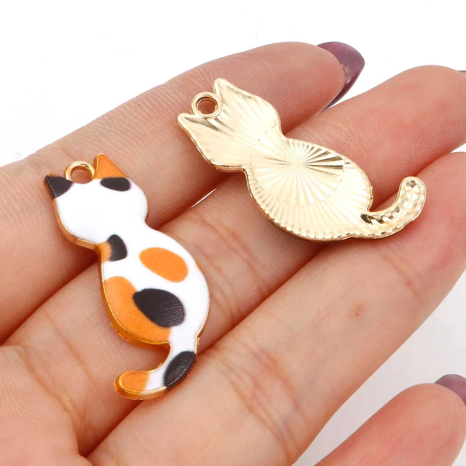 10PCs Cute Enamel Charms Pendants Gold Color Multicolor Cat Animal Charms DIY Necklace Bracelets Jewelry Making 3cm x 1.6cm The jack market .AU The jack market .AU Jewellery & Chains $ 47 200001033:361187#6