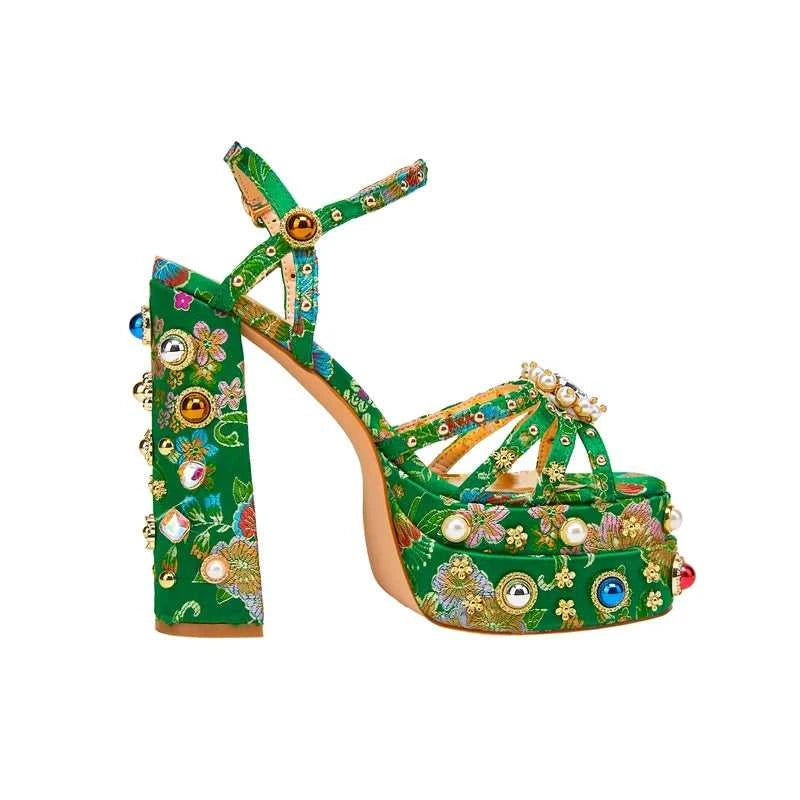 Women's New Summer Sandals Waterproof Platform Thick Bottom Water Diamond Pearl Rivet Flower Satin Open Toe High Heel Large The jack market .AU The jack market .AU Step Up Your Style: Trendy Shoes for Every Occasion! $ 138 14:201496390;200000124:200048359