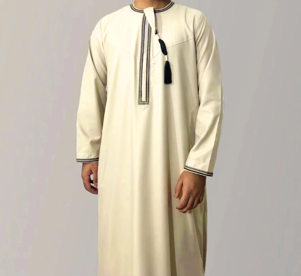 New 2026 Men's Muslim Abayas Dress Long-sleeved Pullover Kaftan Robe Men Jubba Thobe Pakistan Saudi Arab Caftan Islamic Clothing