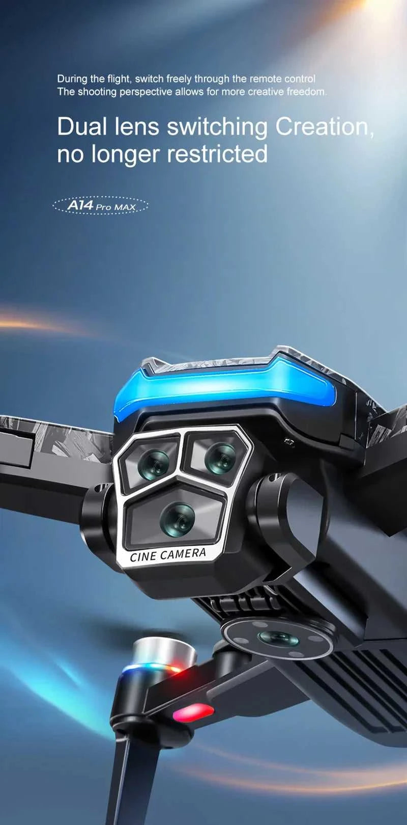 Drone A14Pro Max 8K HD Three Camera Brushless Optical Flow Obstacle Avoidance Foldable Quadcopter UAV 4.5-inch Large Screen Toys The jack market .AU The jack market .AU Drones $ 48 14:10#Only Parking Apron
