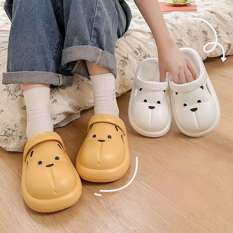 Shoes for Women 2025 Kawaii Cute Woman Slippers Round Toe Animal Cartoon Sandals Anime Slides Home Men Summer Mules House Indoor