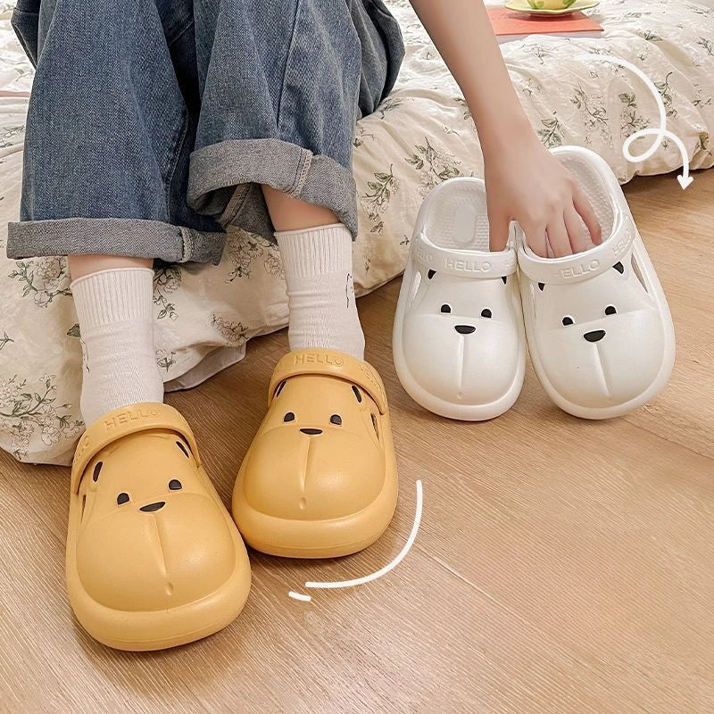 Shoes for Women 2025 Kawaii Cute Woman Slippers Round Toe Animal Cartoon Sandals Anime Slides Home Men Summer Mules House Indoor