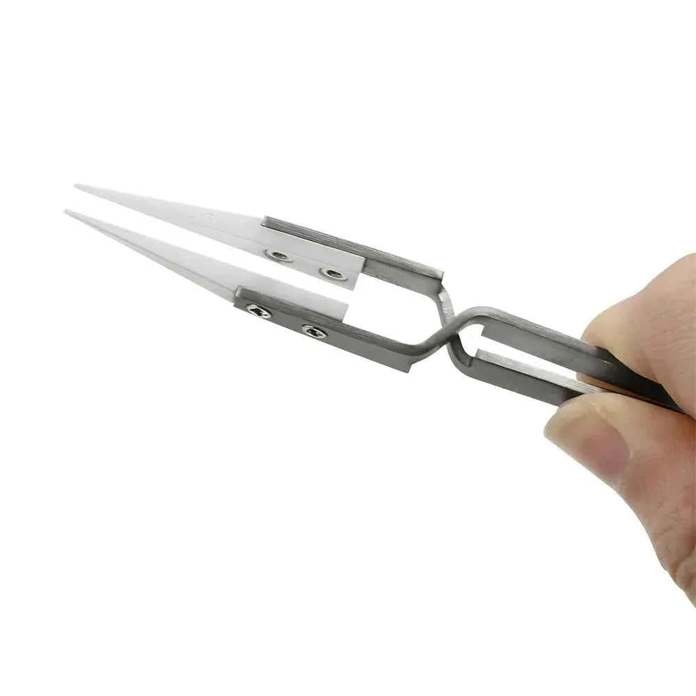 Ceramic Precision Tweezers - Anti-Static, Acid Resistant, Stainless Steel for Electronics Repair