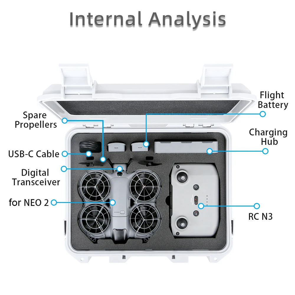 Explosion Proof Case For DJI NEO 2 Large Capacity Portable Waterproof Box Hard Shell Bag For DJI NEO 2 RC-N3 Accessories