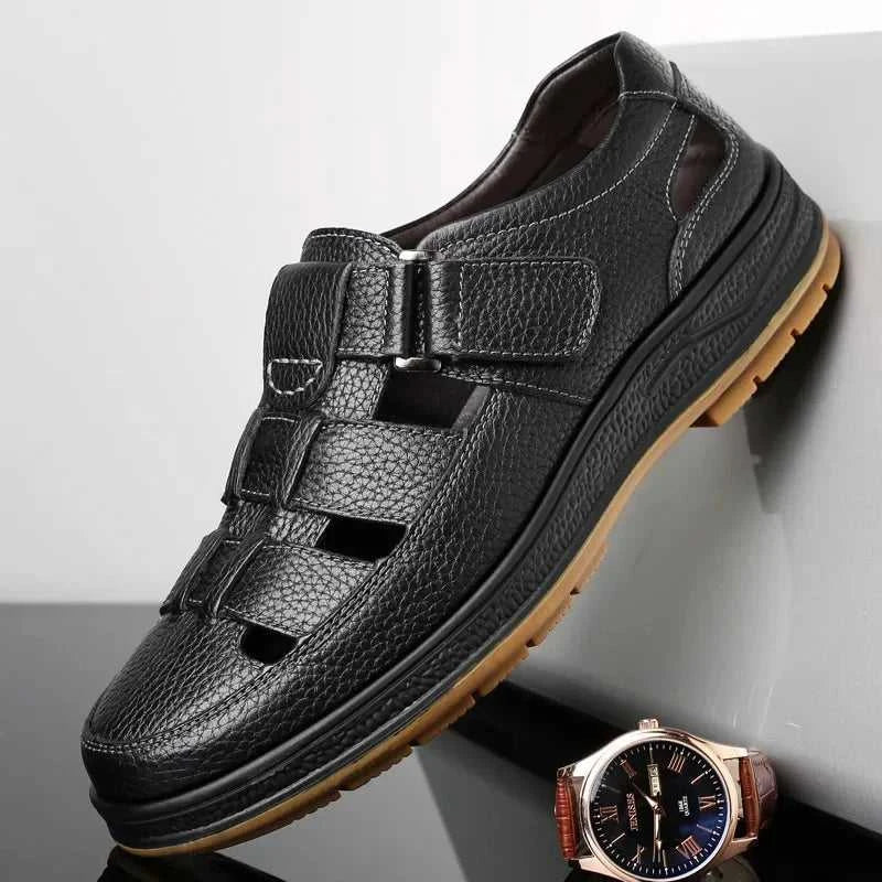 Men's Genuine Leather Sandals Breathable Summer Casual Shoes Soft Bottom Anti-Slip Hollow out Design Comfortable Dad Shoes The jack market .AU The jack market .AU Step Up Your Style: Trendy Shoes for Every Occasion! $ 74 14:193;200000124:200000364