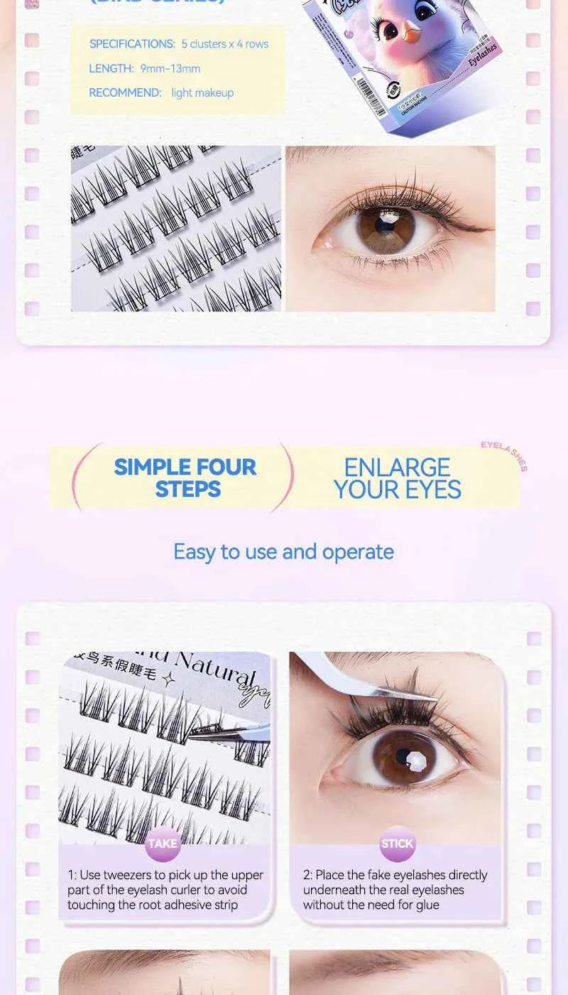 Animal Series No-Glue False Eyelashes - Natural Curl & Volume, Easy Application for Beginners