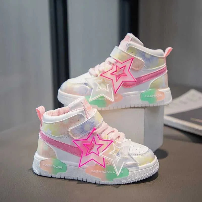 Girls Sneakers with Stars Color Matching Non-slip Fashion Children Princess High-top Sport Shoes Kids Casual Running Shoes The jack market .AU The jack market .AU Mum & Kids: Essential Products for Every Family $ 48 14:1052#pink;200000124:200000334