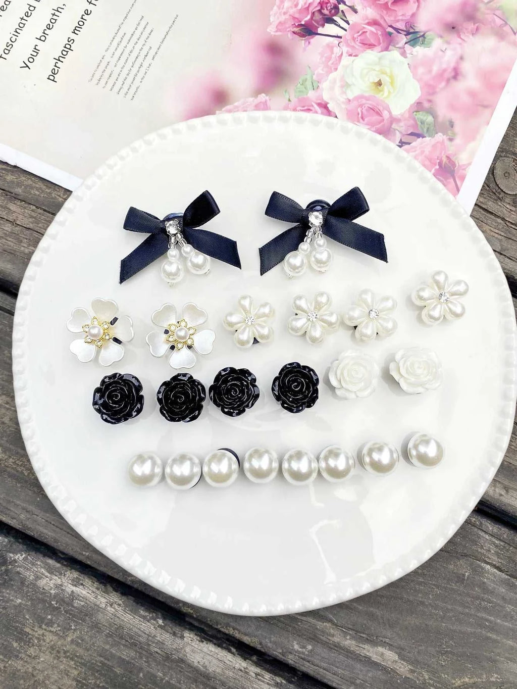 22 pieces of black ABS pearl bow, black rose, white diamond flower, rose, ABS pearl shoe buckle DIY decoration, multi-functional The jack market .AU The jack market .AU Step Up Your Style: Trendy Shoes for Every Occasion! $ 50 14:193#ABSheizzhdjie-22