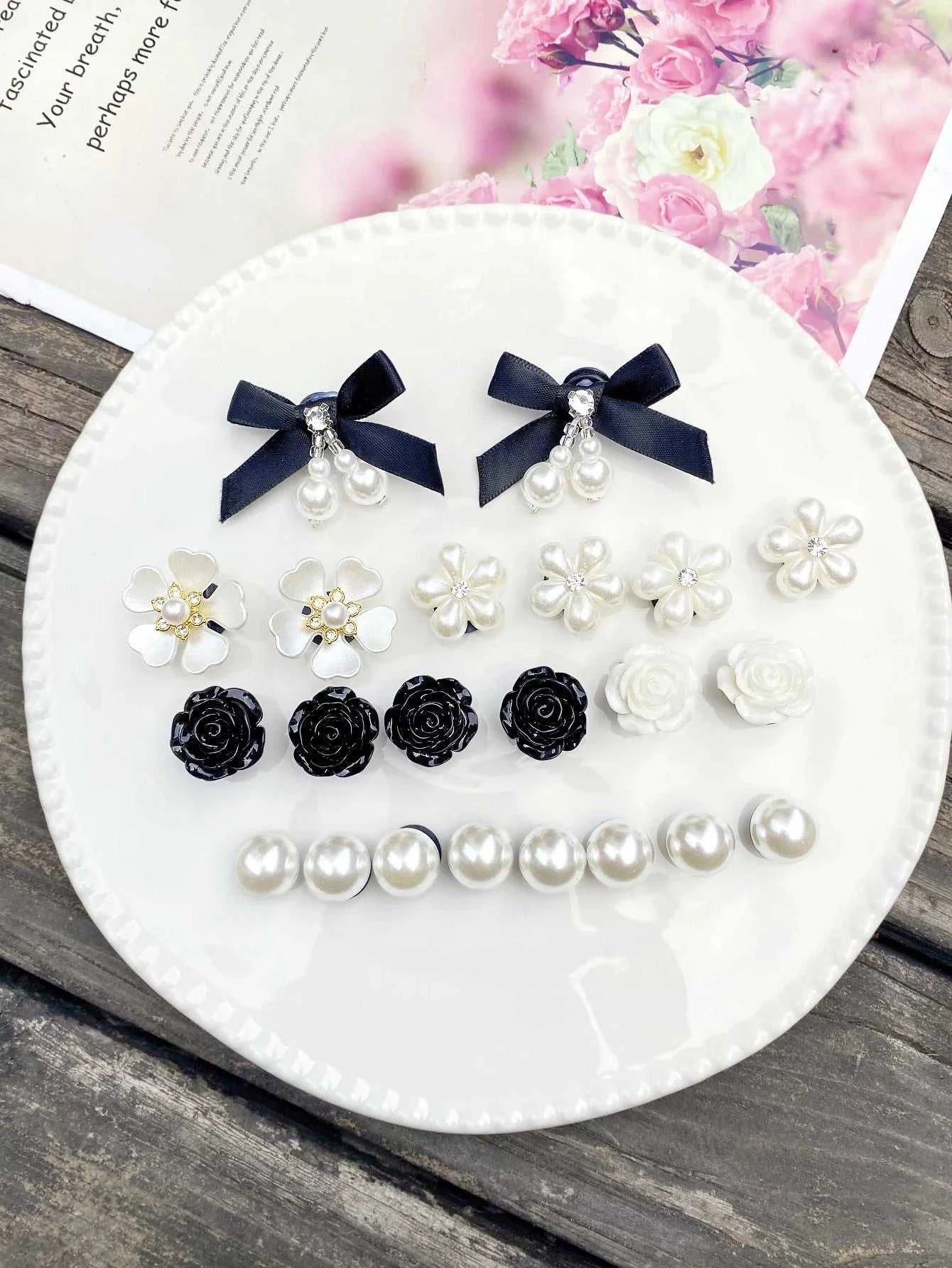 22 pieces of black ABS pearl bow, black rose, white diamond flower, rose, ABS pearl shoe buckle DIY decoration, multi-functional The jack market .AU The jack market .AU Step Up Your Style: Trendy Shoes for Every Occasion! $ 50 14:193#ABSheizzhdjie-22