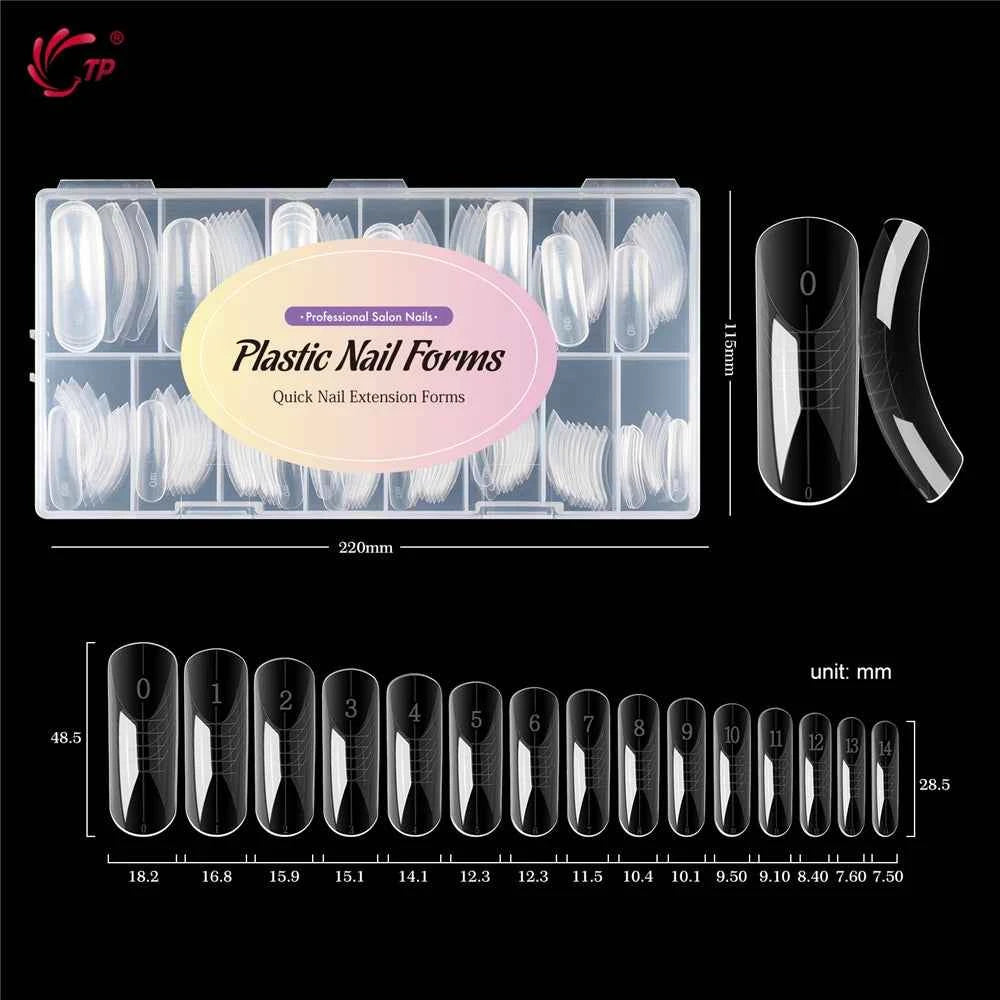 TP 150pcs New Clear Nail Dual Forms Hawk Claw Shape Poly Nail Gel Molds Full Cover False Nail Tips Extension Top Manicure Tools
