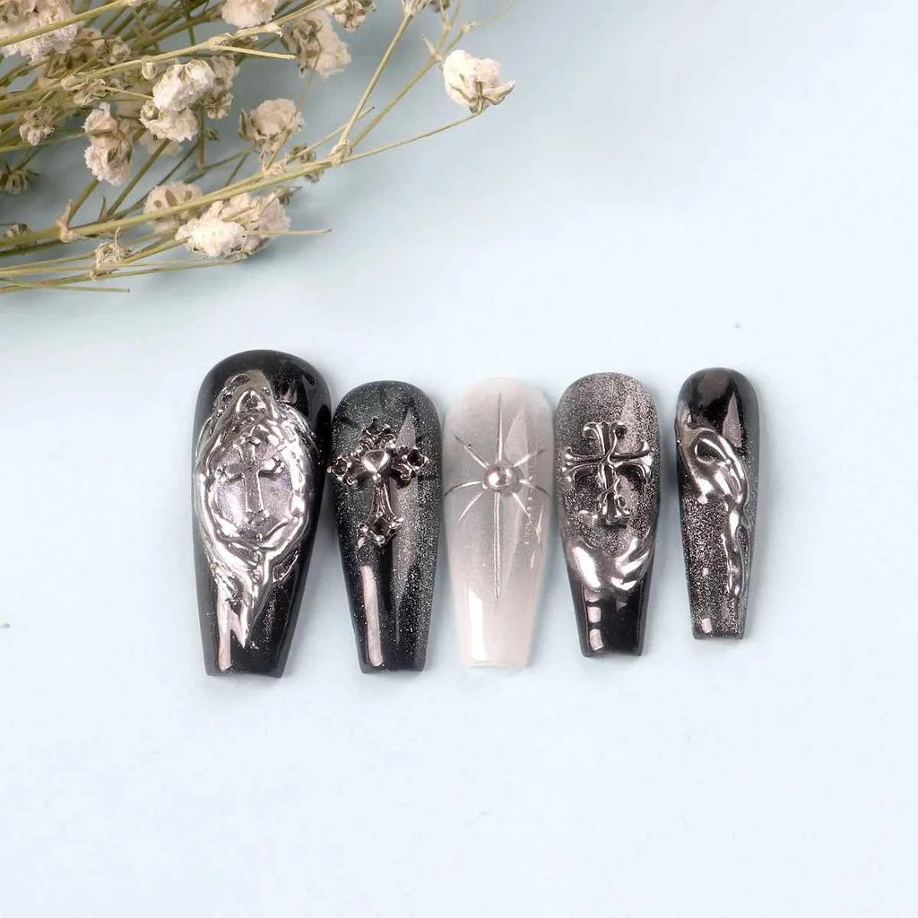 TSZS 50pcs/bag Mix Punk 3D Retro Cross Jewelry Nail Art Charms Mix Shape Grey Cross Nail Charms Nail Manicure Decoration