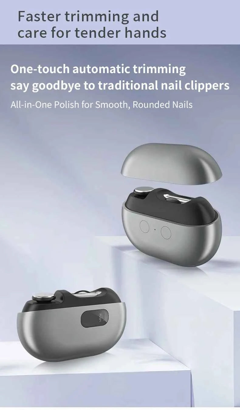 Rechargeable Electric Nail Clipper & Trimmer with Light - Portable Fingernail Cutter and Storage