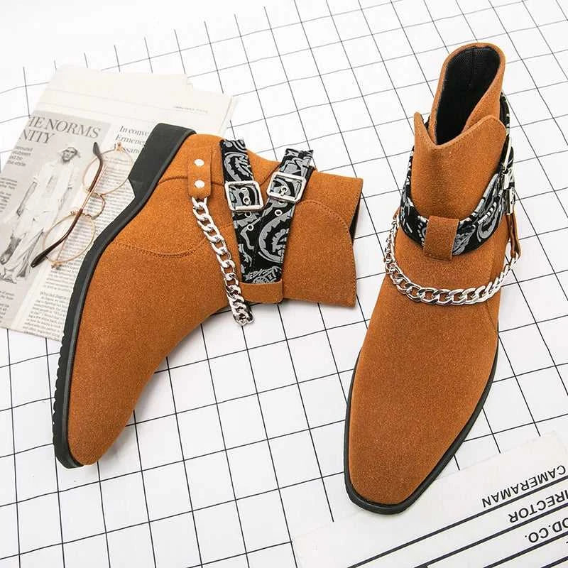 Black Men Short Boots Brown Flock Buckle Strap Round Toe Ankle Boots for Men Business Men Boots Zapatos Hombre The jack market .AU The jack market .AU Step Up Your Style: Trendy Shoes for Every Occasion! $ 106 14:100018786#brown;200000124:200000900