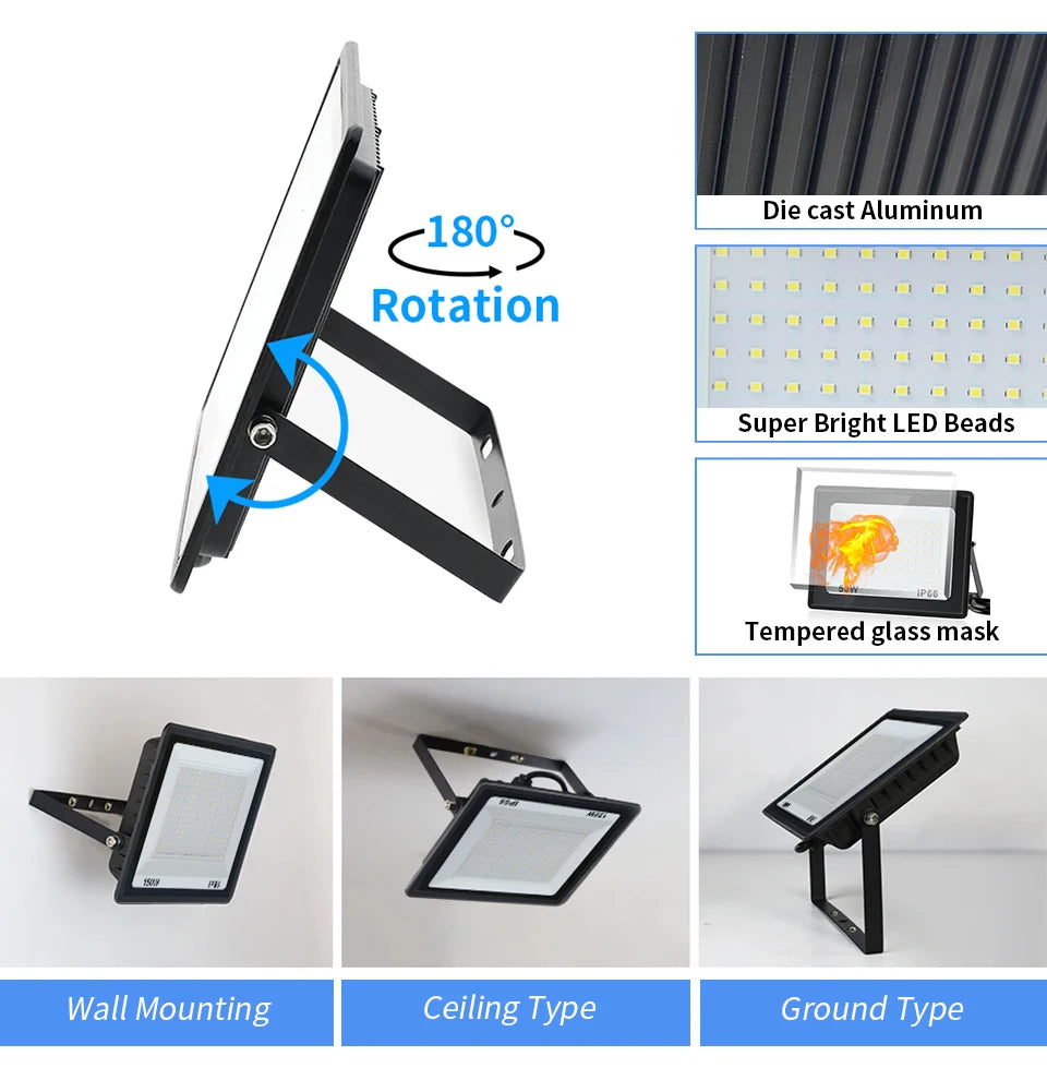LED Flood Light 10W 20W 30W 50W 100W AC 220V LED Floodlight IP66 Waterproof Reflector Spotlight Street Light Outdoor Garden Lamp - Jack market 1988Jack Market 1988