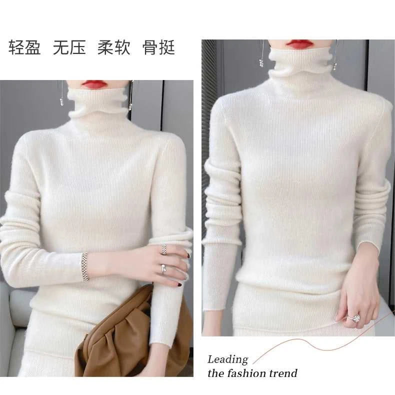 100% Merino Wool Long-sleeved Turtleneck Pullover Women's Autumn Winter Slim Sweater Basic Women's Clothes Cashmere Sweater The jack market .AU The jack market .AU Woman Fashion $ 75 14:1052#black;200007763:201336100;5:4182