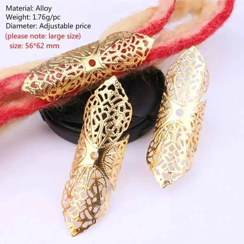 5 Pcs Big Open Dreadlocks Hair Beads Hair Rings Hairpin Metal Headdress DIY Wig Alloy Buckle Gold Silver Hair Accessories