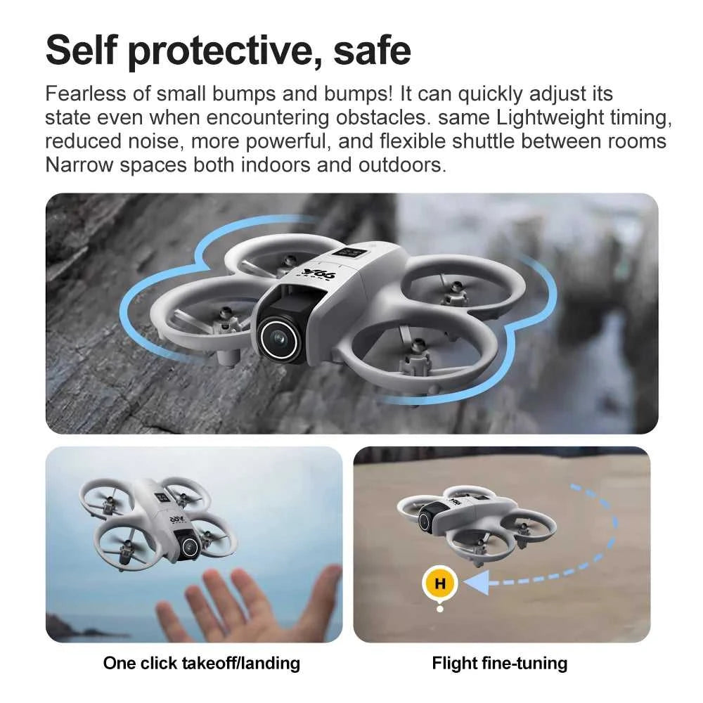 V66 Mini Drone 4K Profesional Dual Camera Headless Mode Obstacle Avoidance WiFi FPV Dron 360° Flip RC Quadcopter Toys for Kids The jack market .AU The jack market .AU Drones $ 85 14:10#Grayish White