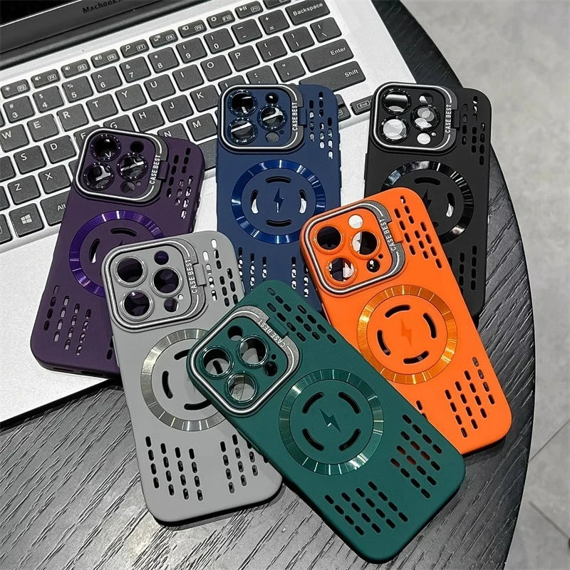 MagSafe Heat-Dissipating Case for iPhone 11-16 Pro Max Plus - Magnetic Bracket Bumper Back Cover