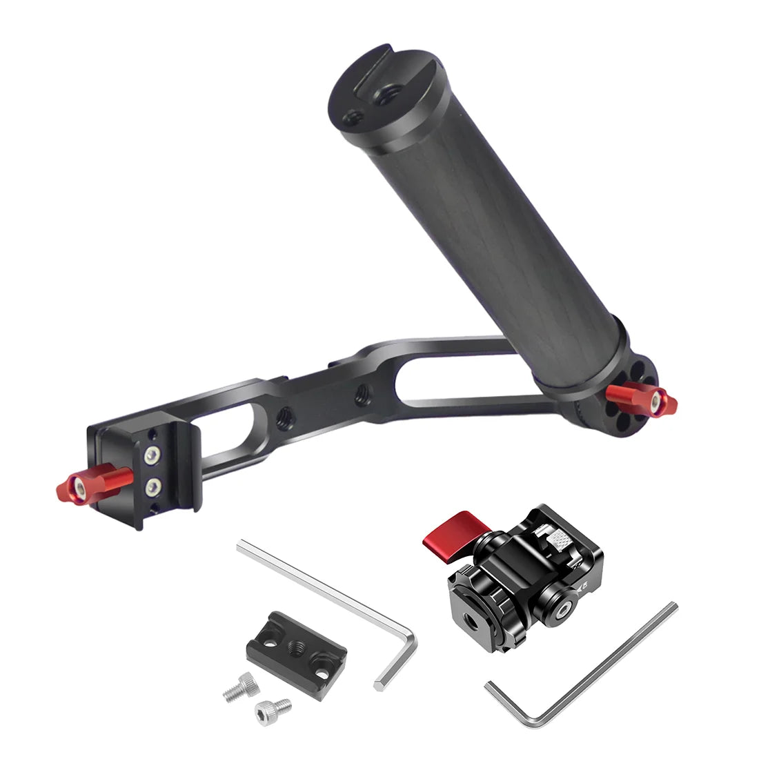 Carbon Fiber L Bracket Handle Grip Foldable Cold Shoe Mount Clamp for DJI Ronin RS3 RS4 Mini RS2 RSC2 Handheld Gimbal Stabilizer
