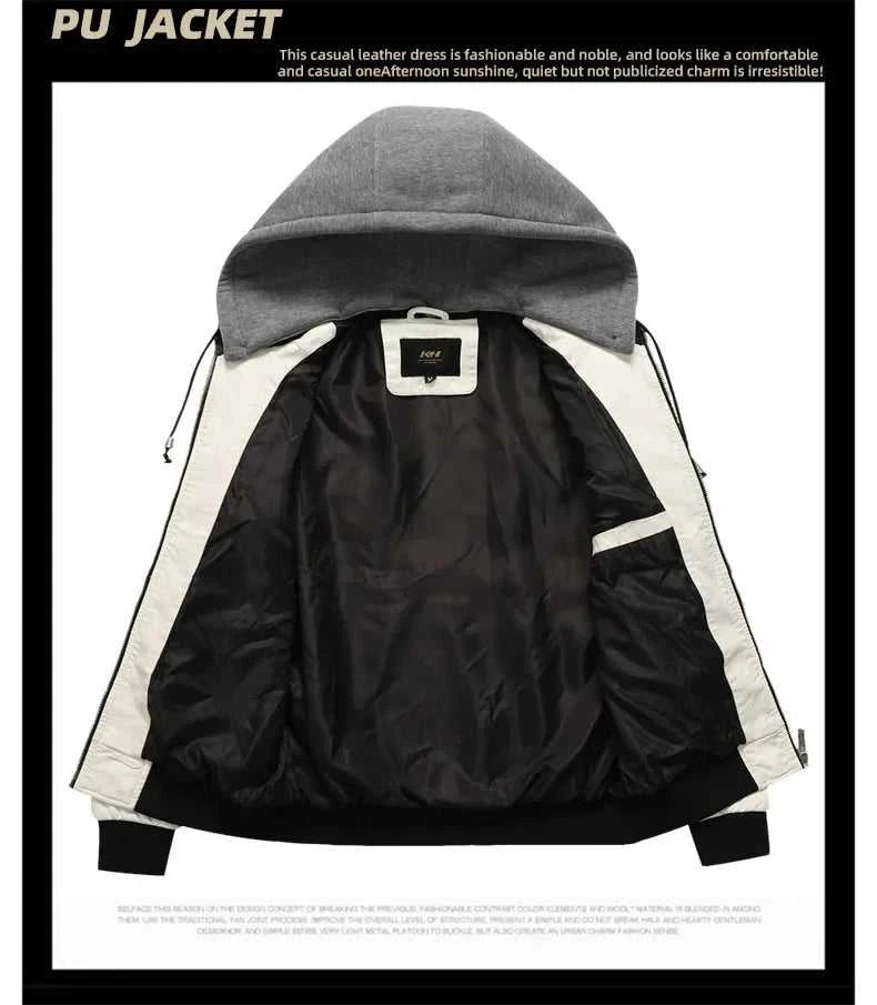 Spring Men's Leather Jacket High Quality Stand Collar Fashion Youth Embroidery Hooded PU Leather Coats EUR Size 3XL Men Clothing The jack market .AU The jack market .AU Men Fashion $ 78 14:771#White hooded;5:4183#EUR 3XL--CHN 4XL