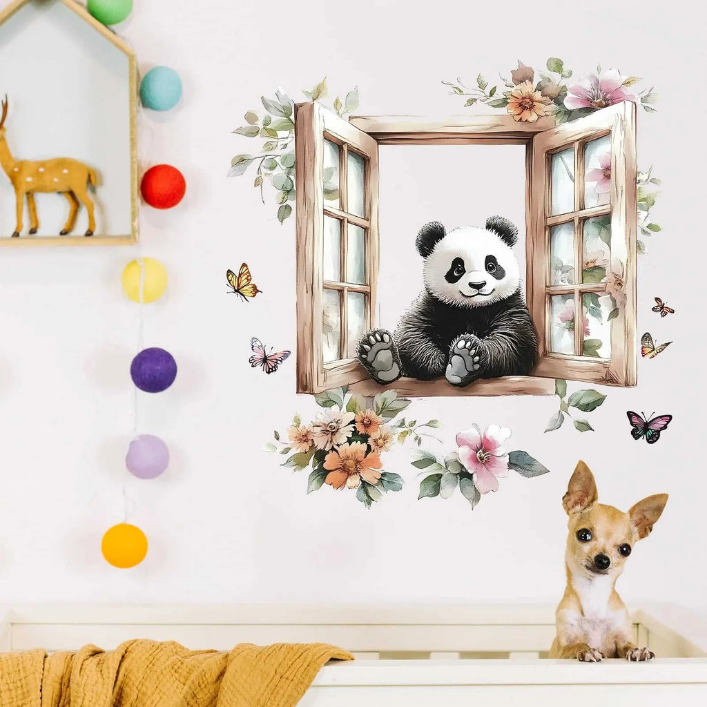 Panda Flower Butterfly Wall Sticker For Kids Room Background Deco Wallpaper Bedroom Home Decoration Self-adhesive Cartoon Decals The jack market .AU The jack market .AU Home $ 22 <none>