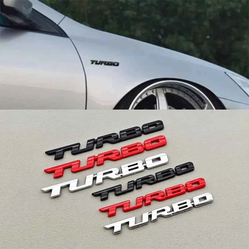 3D ABS Chrome Black Car Sticker Logo TURBO Fender Side Badge Rear Trunk Emblem Decals For Car Sport TURBO Universal Accessories