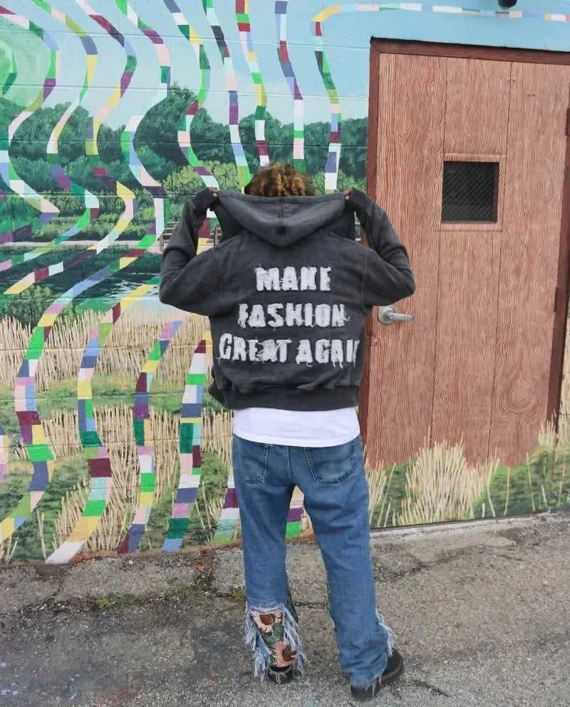 Gothic Fashion New Letter Patch Cardigan Zipper Sweater Male Y2K Harajuku Vintage Hip Hop Popular Leisure Sports Couple Hoodies The jack market .AU The jack market .AU Men Fashion $ 53 14:365458#1;5:100014065