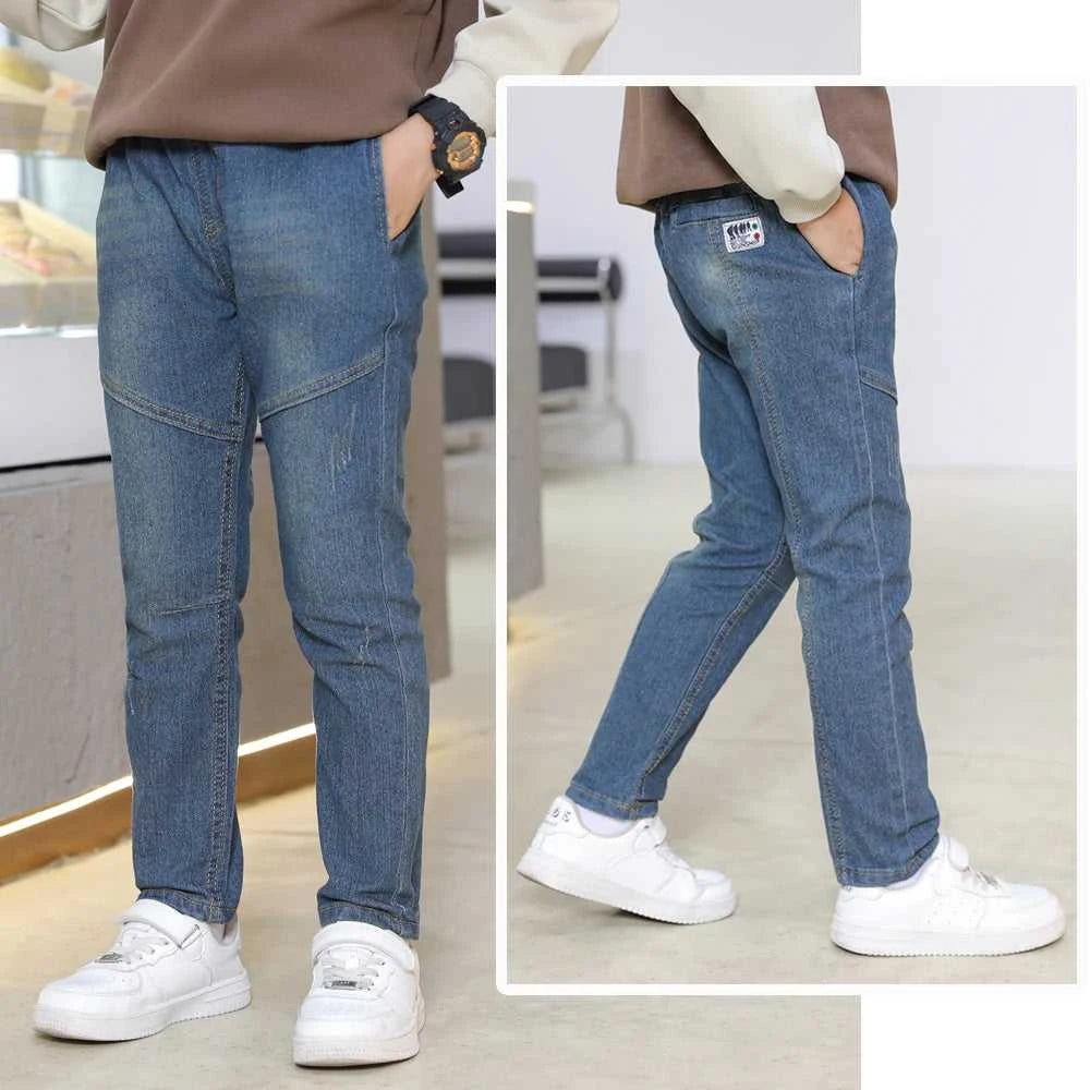 IENENS 4-11 Years Boys Slim Straight Jeans Children Denim Long Pants Kids Casual Trousers The jack market .AU The jack market .AU Mum & Kids: Essential Products for Every Family $ 37 14:771#Navy blue;200000463:200661900#6 Years