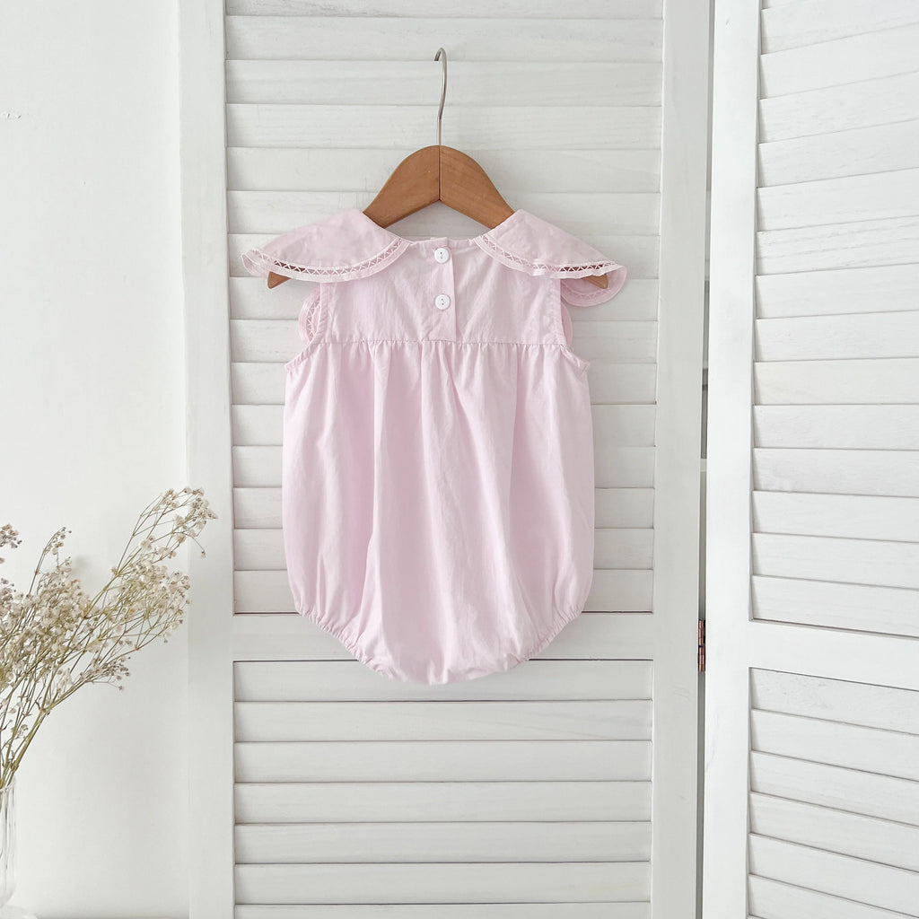 Sisters Dress Summer Kids Princess Dresses Short Sleeved Cotton Solid Color Splicing Infant Baby Romper Baby Girl Party Dress
