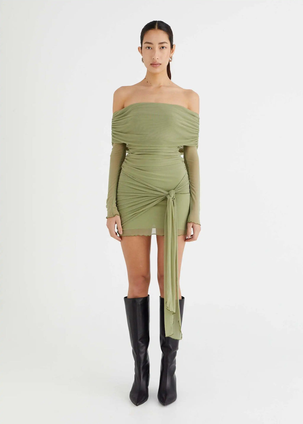 Articat One Shoulder Mesh Dress - Double Layered, Pleated Skirt for Women - Perfect for Vacation & Party