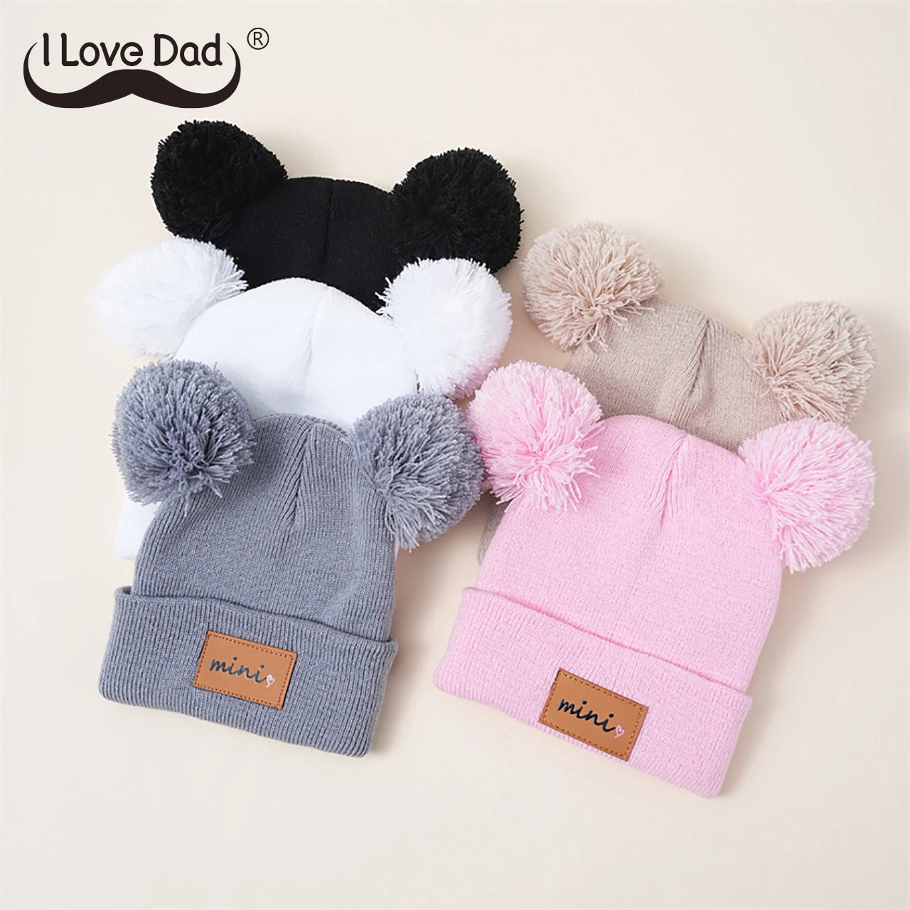 Cute Double Pompom Baby Hat Winter Warm Knitted Hat For Boys Girls Solid Color Soft Infant Toddler Cap Beanies