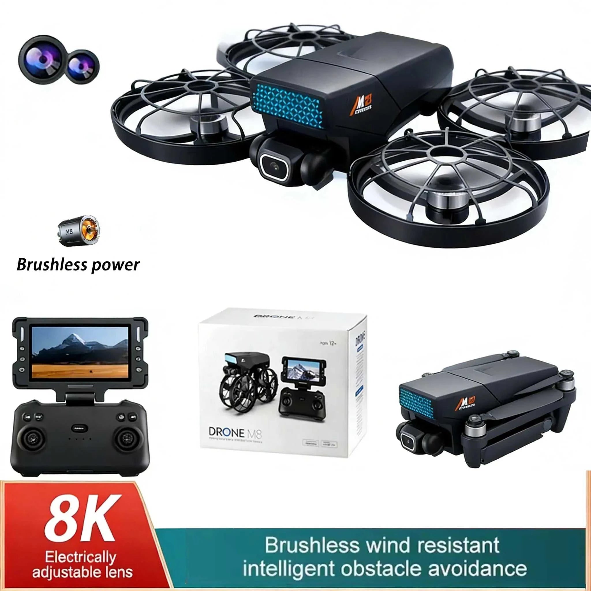 NEW Drone for Beginner with HD Camera 1080P One-Click Take Off/Landing Altitude Hold Headless Mode 360°Flip RC toy airplane The jack market .AU The jack market .AU Drones $ 128 14:193#M8 MAX 8K VR-1B