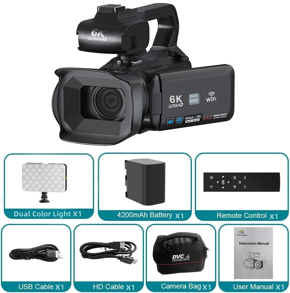 4K Professional Video Cameras for Photography 64MP Ultra HD 18X Digital Zoom Camcorders YouTube Live Streaming Vlog Recorder