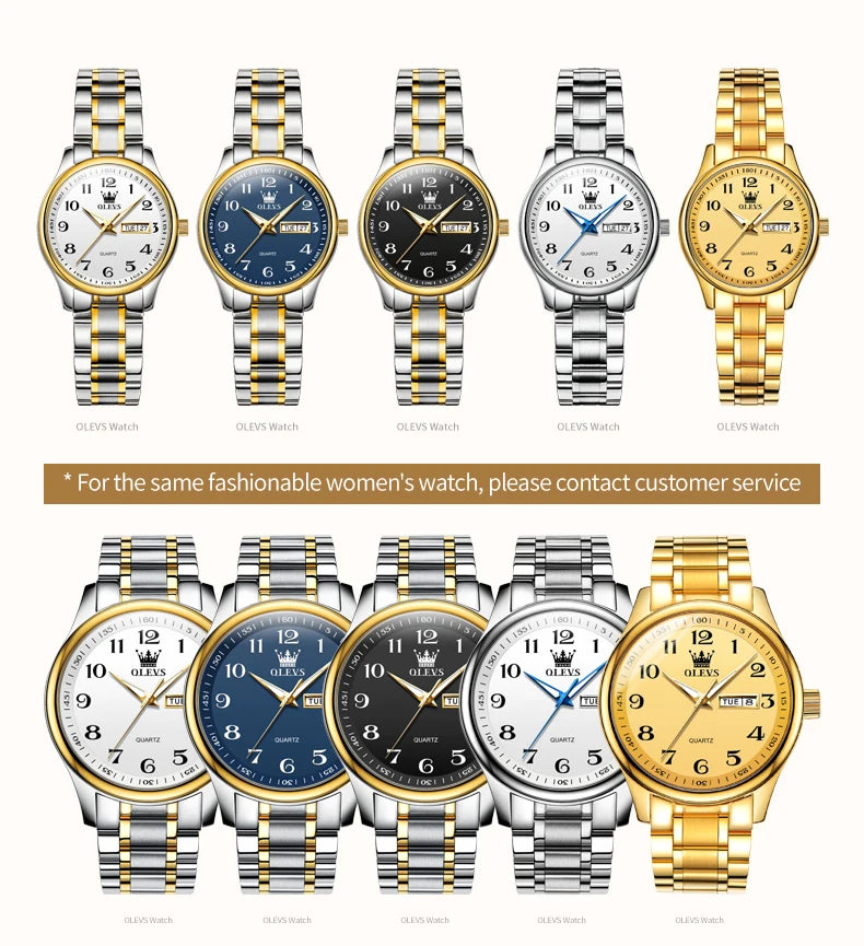 OLEVS Elegant Women's Quartz Watch - Luminous, Waterproof Stainless Steel Dress Wristwatch with Week & Date Display