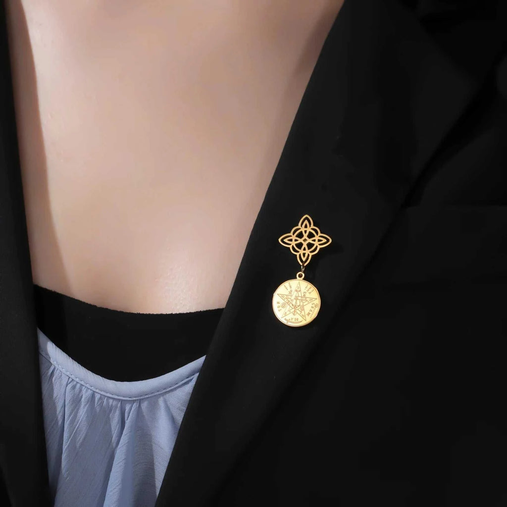 Witch Knot Tetragrammaton Pentagram Badge Pins Stainless Steel Brooch for Women Men Amulet Accessories Witchcraft Jewelry Gifts The jack market .AU The jack market .AU Jewellery & Chains $ 47 200001033:350853#A Steel Color
