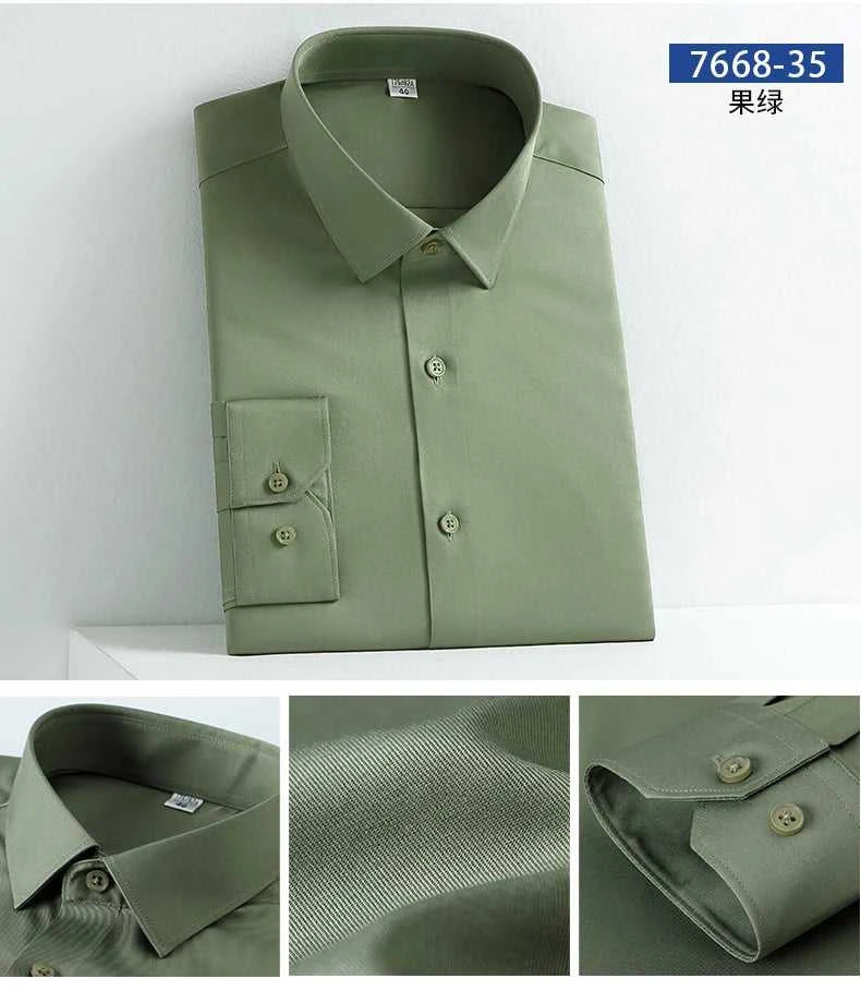 New Spring and Autumn Social Dress Ice Silk Long Sleeve Men's Shirt Business No Iron Casual Fit Pure White High Quality The jack market .AU The jack market .AU Men Fashion $ 41 14:771#21;5:100013888