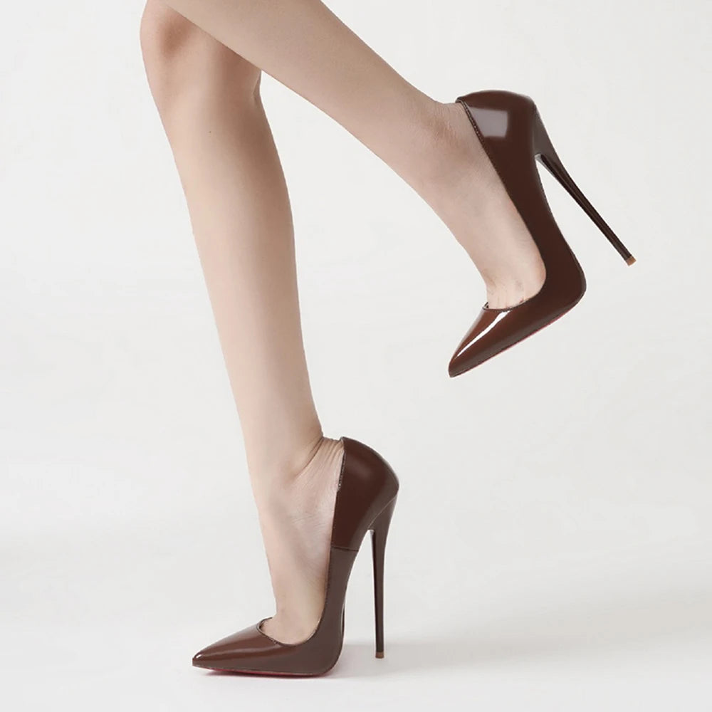 2026 New Arrival Designer Coffee 16cm High Heels SEXY Woman Unisex Man Pumps Pointed toe SHOW Stage SM Model Dress Shoes