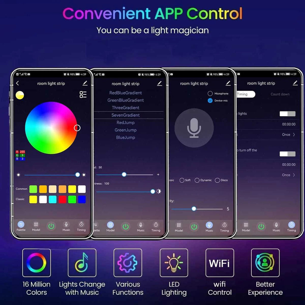 Led Lights For Bedroom Bluetooth Wifi App Remote Control Rgb Led Light Strip 5050 Rgb Usb 5V Led Tape Tv Backlight Room Lighting The jack market .AU The jack market .AU Home $ 52 136:9131324113#WIFI W 44 KEY;380:200746124#4M