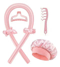 Heatless Curls Set by [Brand Name] - 6pcs No-Heat Curling Rods & Satin Sleep Cap for Effortless, Overnight Glam