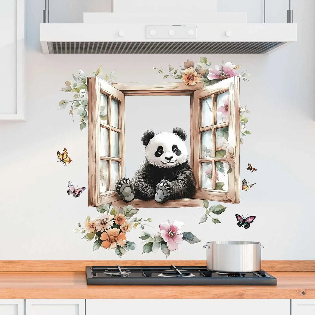 Panda Flower Butterfly Wall Sticker For Kids Room Background Deco Wallpaper Bedroom Home Decoration Self-adhesive Cartoon Decals The jack market .AU The jack market .AU Home $ 22 <none>