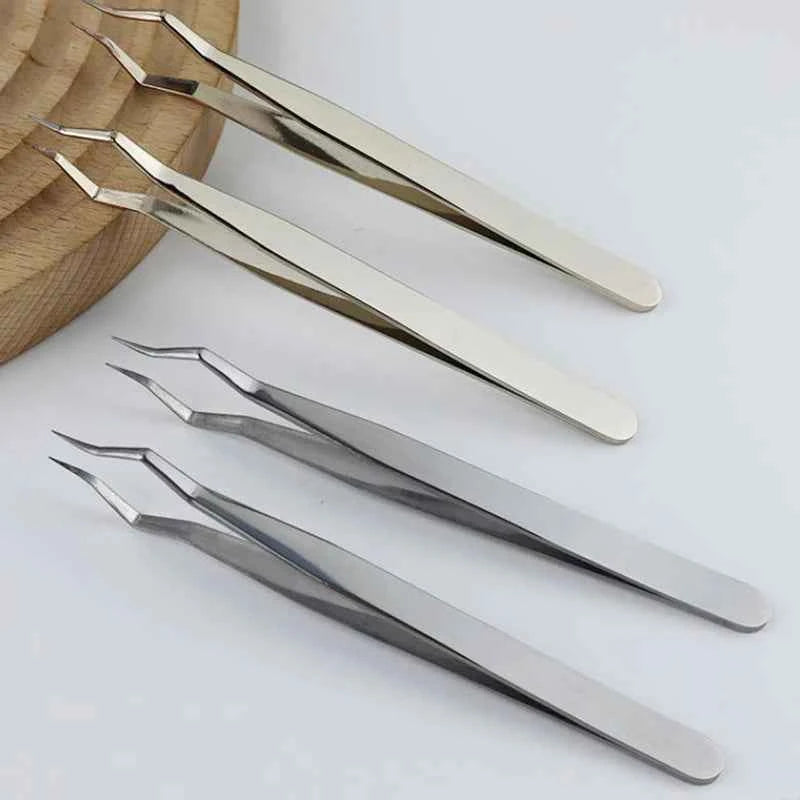 LuxeLash Anti-Slip Precision Tweezers | Curved & Straight Tips for Flawless Lash Extensions & Nail Art