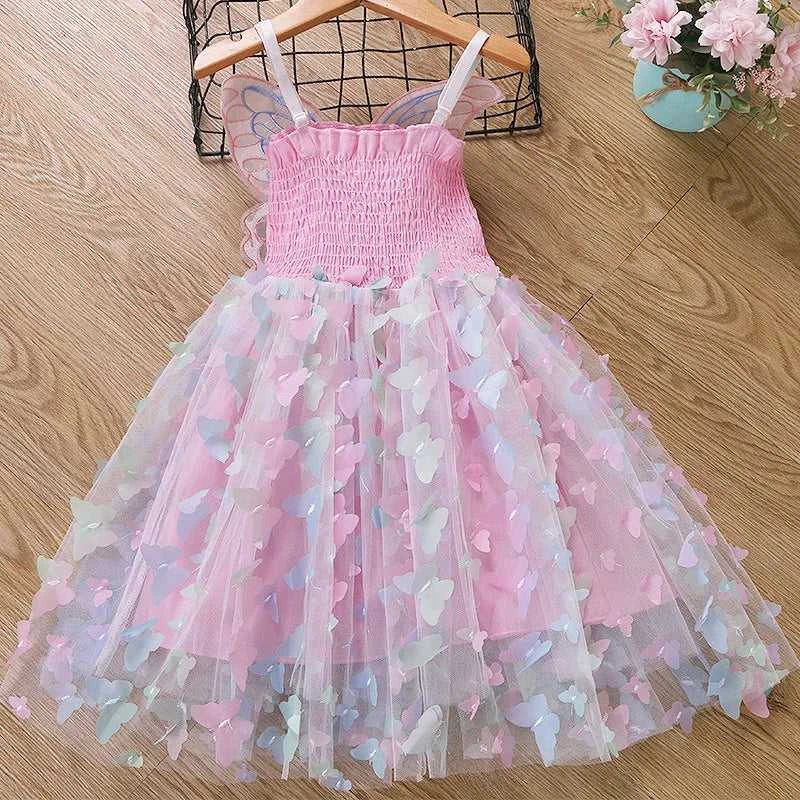 Girls Summer Elegant Dress With Large 3D Butterfly Wings Gauze Princess Dress Bow Kids Sleeveless Birthday Party Evening Dresses The jack market .AU The jack market .AU Mum & Kids: Essential Products for Every Family $ 46 14:496#dress Led lights;200000463:200004192#8T