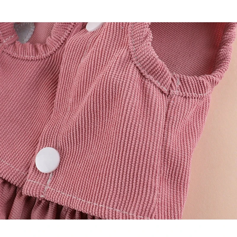 Dog Clothes Corduroy Girl Dress Puppy Summer Clothes Sleeveless Skirt For Small Dogs Chihuahua Puppy Clothing Harness Dresses XS