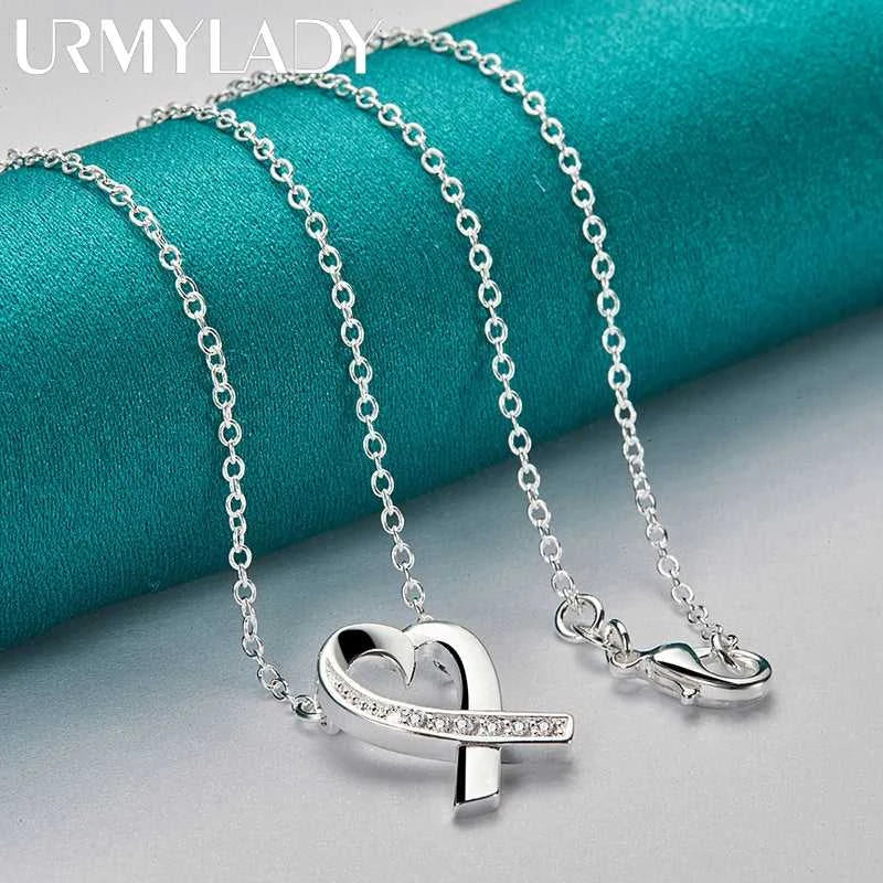URMYLADY 925 Sterling Silver Heart AAAAA Zircon 18 Inch Pendant Necklace For Women Wedding Engagement Fashion Jewelry Gifts The jack market .AU The jack market .AU Jewellery & Chains $ 56 200000639:200661028