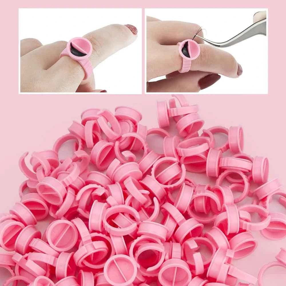 GLAMLASH Disposable Eyelash Extension Glue Rings - 100 Pcs for Effortless Application & Precision Pigment Holding