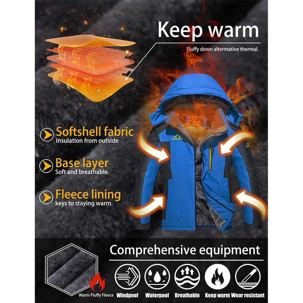 TACVASEN Men's Waterproof Ski Jacket Fleece Lining Warmth Parka Winter Snow Working Outdoors Hooded Coat Rain Shell Windbreaker The jack market .AU The jack market .AU Men Fashion $ 76 14:771#Blue;5:361385#CN 4XL (US L)