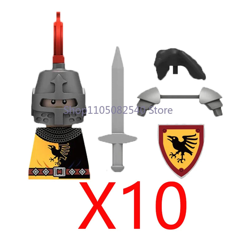 MOC Military Soldier Movie Character Building Blocks Accessories Medieval Castle Knight Helmet Shield Mini Brick Gift Toy E008