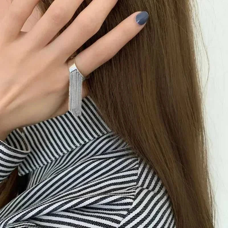 Vintage Stainless Steel Tassel Chain Ring for Women Trendy Elegant Charm Creative Unique Design Personality Ring Party Jewelry The jack market .AU The jack market .AU Jewellery & Chains $ 51 200000783:350853
