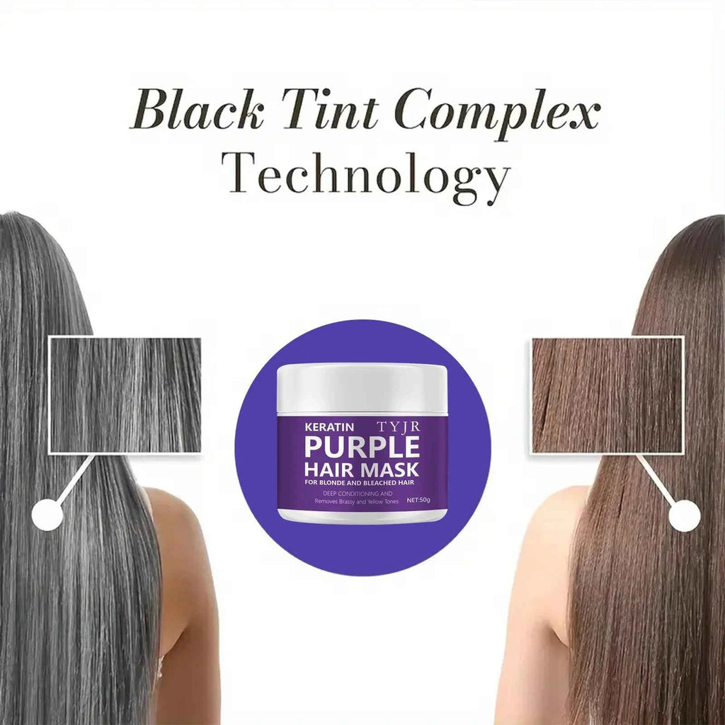 Purple Keratin Hair Mask - 5-Second Repair for Damaged Curly Hair - Smoothing & Nourishing Treatment